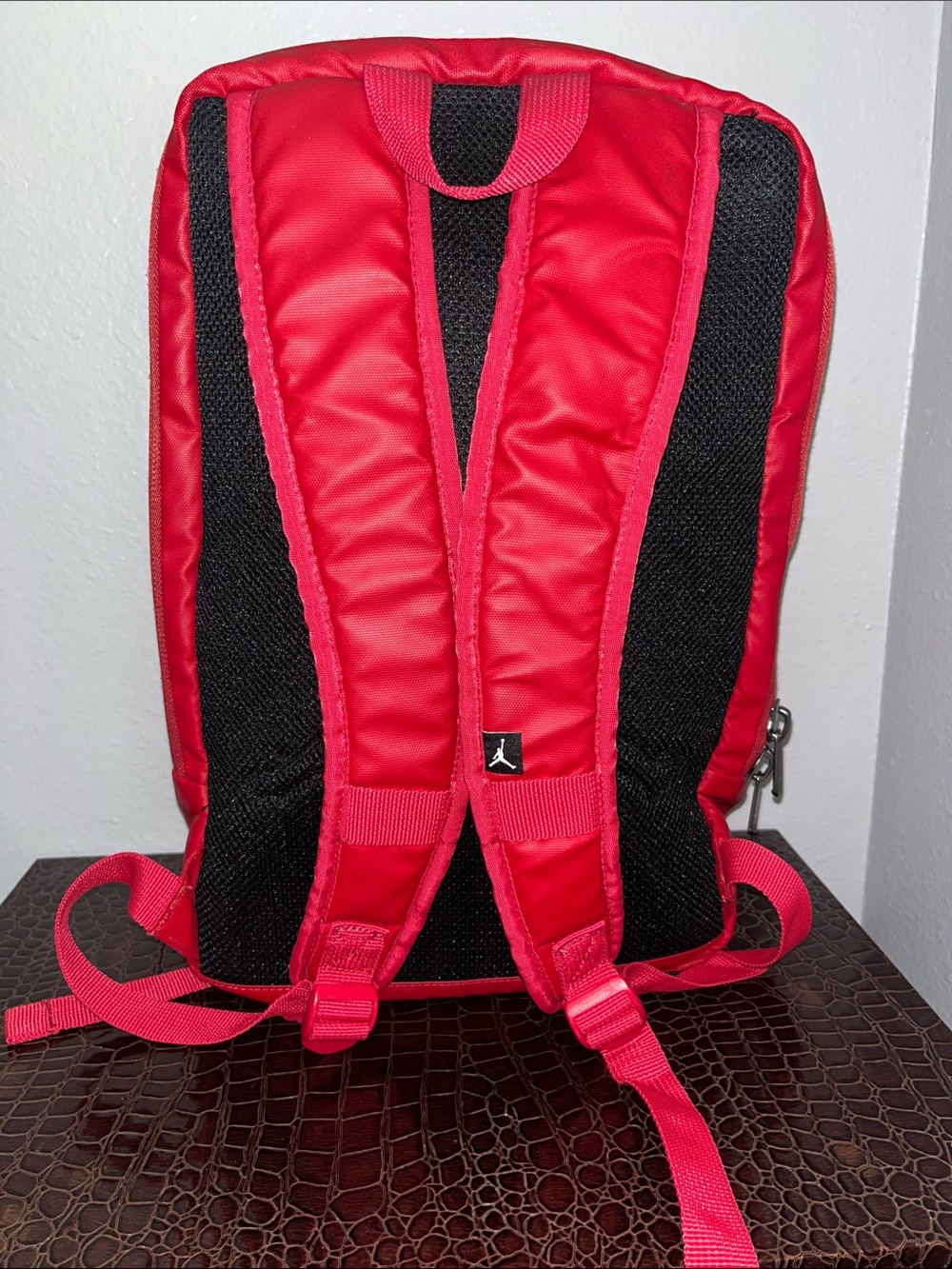 Jordan Red Textured Geometric Backpack - Picture 2 of 3